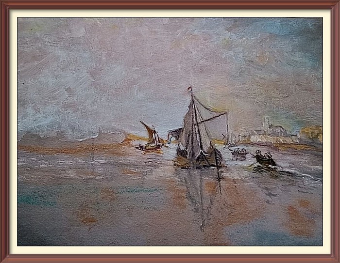 Die Maas in Dordrecht. Von Aelbert Cuyp. Oil und pastel. A4